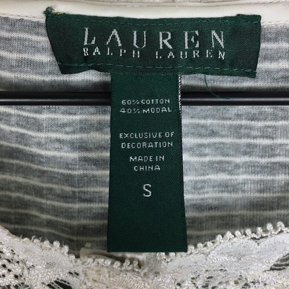 LAUREN RALPH LAUREN Cardigan Top Button Up Stripe Long Sleeve Ribbed Lace Small - Picture 6 of 11